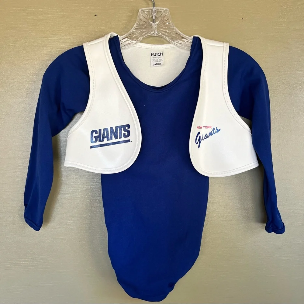 NY Giants Cropped Faux Leather Vest Leotard Baby Halloween Costume